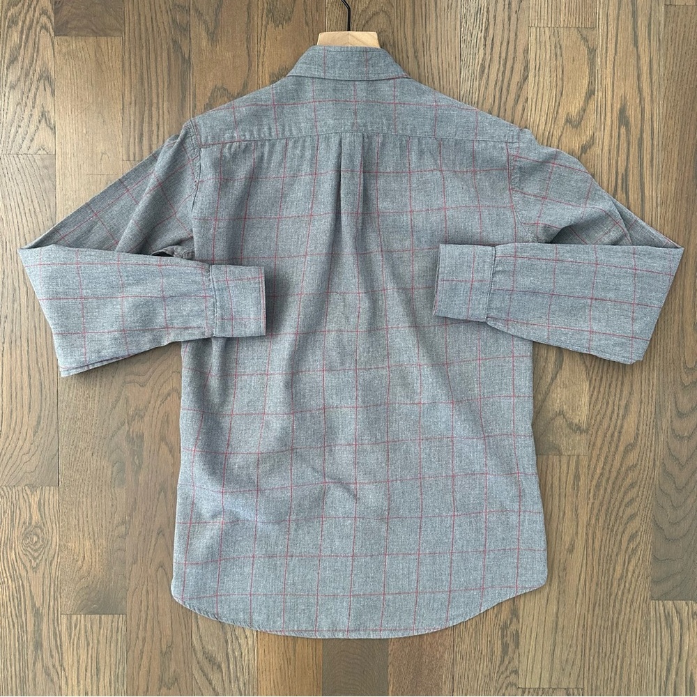 Steven Alan Men's Plaid Brushed Cotton Button Front Shirt in Grey and Red Small - Picture 7 of 8
